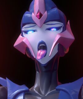 1girls 3d ahe_gao arcee arcee_(prime) arcee_(prime)_(trawert) blue_eyes blue_lips blue_lipstick female female_only headshot_portrait saliva solo tongue tongue_out transformers transformers_prime trawert white_face