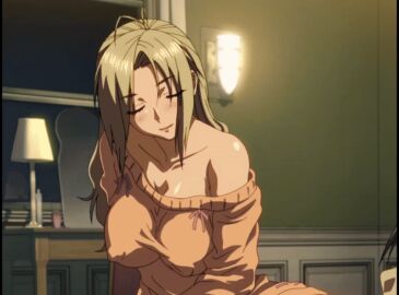 1boy 1girls 2010s 2011 animated bed blonde_hair blue_eyes breasts female huge_breasts kamimura_akiko kouzaka_kouhei long_hair male natsu_no_saigo_no_hi nipples older_female_and_younger_male sisters_~natsu_no_saigo_no_hi~ sweat sweaty taki_minashika uncensored