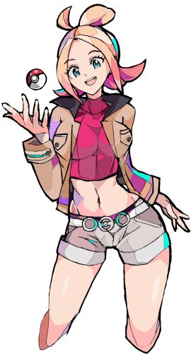 1girls clothed clothing enpe female game_freak gradient_hair nintendo pokemon pokemon_legends:_z-a solo taunie_(pokemon) townie_(pokemon) white_background