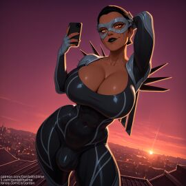 ai_generated black_futa black_hair black_skin coupe deviantart dispatch_(game) elygordan elygordanart erection_under_clothes fansly futa_only futanari gigantic_ass gigantic_balls gigantic_breasts gigantic_butt gigantic_cock gigantic_nipples gigantic_penis gigantic_testicles huge_ass huge_balls huge_breasts huge_butt huge_cock huge_nipples huge_penis huge_testicles latex latex_suit massive_ass massive_balls massive_boobs massive_breasts massive_butt massive_cock massive_penis massive_tits patreon patreon_username roof short_hair superhero superheroine twitter_username yellow_eyes