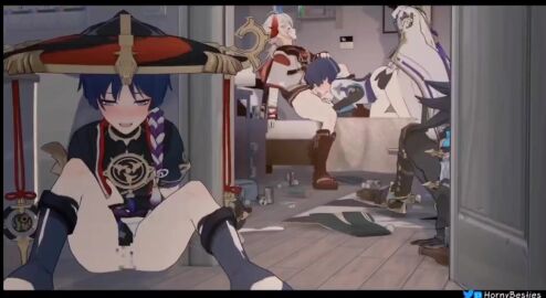 2_fingers 4boys black_face blue_hair cuntboy cuntboy/male femboy femboy_on_femboy fucked_silly good_boy hornybesties kaedehara_kazuha kamisato_ayato male male/male male_only male_penetrating masturbation purple_hair pussy scaramouche_(genshin_impact) spying sucking sucking_penis tagme video wanderer_(genshin_impact) white_hair