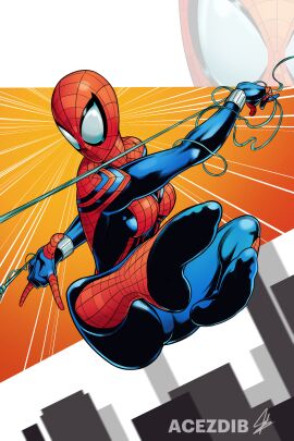 acezdib ass breasts curvy female female_only flying large_ass large_breasts marvel marvel_comics mayday_parker red_suit solo spider-girl spider-man_(series) suit superhero webbing webs