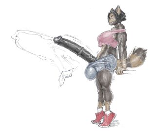 2024 animal_genitalia animal_penis anthro big_penis biped bodily_fluids canid canine clothed clothing crop_top cum ejaculation equine_genitalia equine_penis erection flared_penis footwear futanari genital_fluids genitals hair hi_res huge_cock hyper hyper_genitalia hyper_penis ineffective_clothing intersex jindragowolf leaning leaning_backward long_penis mammal medial_ring mismatched_genitalia multicolored_body muscular muscular_anthro muscular_futa muscular_intersex penis raccoon_dog raised_tail shirt shoes short_hair simple_background skimpy sneakers solo tail tanuki topwear tuniko vein veiny_penis very_long_penis wardrobe_malfunction white_background
