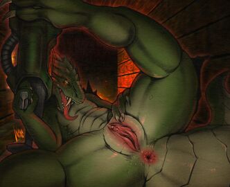 absurd_res anthro anus clitoral_hood clitoris feet female genitals gun hi_res huge_filesize incogneat-o microsoft presenting presenting_anus presenting_vulva quake ranged_weapon reptile scalie solo sorg_(species) sorlag vulva weapon
