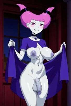 1futa abs ai_generated areolae balls breasts breasts_squeeze busty curvaceous_female curves curvy female flaccid futa_only futadom futanari gift_wrapped holding_blanket huge_balls huge_breasts huge_cock huge_testicles indoors intersex jinx looking_at_viewer navel night nipples_visible_through_clothing penis precum present_wrap presenting presenting_self seductive seductive_look seductive_smile solo standing tagme teen_titans teen_titans_go testicles thick_thighs veiny_penis video voluptuous voluptuous_female wide_hips window