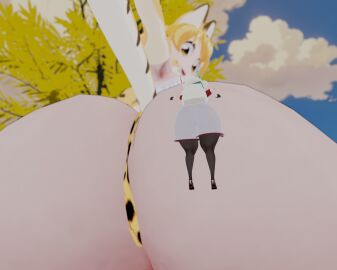 2girls 2girls1boy 3d anime anon anonymous_male armpits ass ass_focus blender_(software) blender_eevee blenderbser420 climbing female giantess gigantic_ass huge_ass kaban_(kemono_friends) kemono_friends larger_female macro micro multiple_girls see-through_clothing serval_(kemono_friends) stuck_in_clothes tagme tights tiny_female