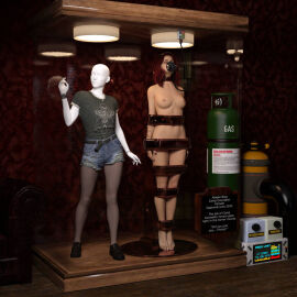 1girls 2k_games 3d abigail_blyg arms_at_sides asleep barefoot bound bound_arms bound_legs bound_neck breasts captured captured_heroine chloroform clothes_removed completely_nude defeated defeated_heroine display display_case english_text eyes_closed feet female forniphilia gas_mask helpless helpless_female human_furniture human_trophy immobile indoors legs_together living_statue living_trophy mannequin midriff name_tag nipples nude nude_female oldmanjaay on_display overhead_light permanent_bondage plaque pussy pussy_obscured sign solo_female stasis_chamber stationary_restraints stripped stripped_naked supermassive_games suspension suspension_bondage text the_quarry trophy_case unconscious