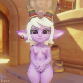 1boy 1girls 2020 3d animated blender blonde_hair boob_showcase bouncing_breasts breasts carrying ear_piercing evilzorak female fucked_silly human joyofjoi league_of_legends lifted lifted_by_penis male maledom orgasm_face pale_skin penis penis_on_head pointy_ears purple_body purple_eyes purple_skin pussy pussy_grip short_hair shorter_than_30_seconds shortstack size_difference smaller_female sound standing standing_sex stomach_bulge straight tagme tongue tongue_out tristana tyviania vaginal_penetration video white_hair white_skin yordle yordle_on_human