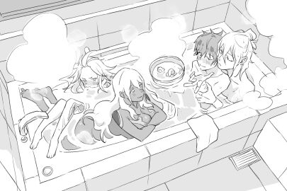 2boys 2girls ai:_the_somnium_files aiba_(ai:_the_somnium_files) ass bath breasts female gag_iwashi kaname_date kuruto_ryuki male nude tagme tama_(ai:_the_somnium_files)