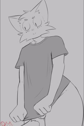 animated balls bottomless bouncing_balls bouncing_penis clothed clothing dangermons dialogue domestic_cat english_text erection exposed felid feline felis foreskin genitals happy hi_res line_art male male_only mammal penis pubes shirt shirt_only slim smile solo speech_bubble t-shirt t-shirt_only tail text topwear topwear_only uncircumcised