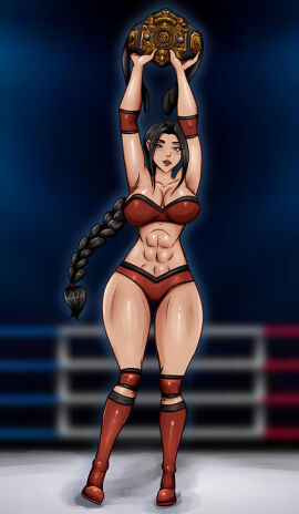 1girls abs arena armpits arms_up bare_shoulders belly belly_button big_boobies big_breasts big_thighs big_titties black-haired_female black_hair boobs_bigger_than_head braid braided_hair breasts breasts_bigger_than_head camel_toe cameltoe championship_belt cleavage clothed clothed_female clothes clothing commission curvaceous curvaceous_body curvaceous_female curvaceous_figure curvaceous_hips curvaceous_thighs curves curvy curvy_body curvy_female curvy_figure curvy_hips curvy_thighs digital_art digital_drawing_(artwork) digital_media digital_media_(artwork) digital_painting_(artwork) elbow_pads female female_abs female_focus female_human female_on_top female_only female_solo gold_(metal) green-eyed_female green_eyes hair_on_boobs hair_on_breasts hair_on_tits half-closed_eyes holding_object hourglass_figure hourglass_figured_female knee_pads kneepads kyunamaori long-haired_female long_black_hair long_braid long_hair muscular muscular_abdomen muscular_abs muscular_female muscular_legs muscular_thighs navel original original_character pussy red_boots red_hair_ornament red_trunks red_tube_top red_tubetop round_boobs round_breasts round_tits shiny shiny_breasts shiny_clothes shiny_hair shiny_skin solo solo_female solo_focus tagme thick thick_boobs thick_breasts thick_hips thick_legs thick_lips thick_thighs thick_tits thigh_gap thighhighs thighs thighs_bigger_than_body thighs_bigger_than_head tied_hair tits_bigger_than_head titties voluptuous voluptuous_female wrestler wrestling wrestling_boots wrestling_outfit wrestling_ring