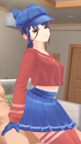 1boy 3d animated blue_eyes blue_hair blush bouncing_breasts breasts choker clothed_female_nude_male cowgirl_position crazy_mita_(miside) evil_grin evil_smile fangs female grin hair_ornament hairband hairclip highres lazyprocrastinator long_hair looping_animation low_twintails miniskirt miside mita_(miside) nude parallel_hairclips partially_shaded_face pleated_skirt red_choker red_hairband sex skirt smile socks straddling straight tagme thighhighs twintails uncensored video yandere