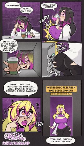 animated bimbo bimbofication brain_drain breast_expansion english_text iq_loss jakalovid large_breasts lip_expansion patreon_link speech_bubble text transformation url