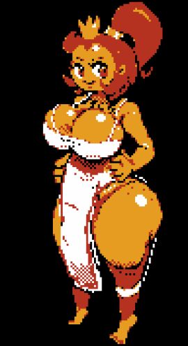 cleavage crown dark-skinned_female dark_skin female mario_(series) nintendo nintendo_entertainment_system pixel_art princess_peach princess_peach_sprite_redraw_(meme) super_mario_bros. super_mario_bros._(nes) wapcum warppig