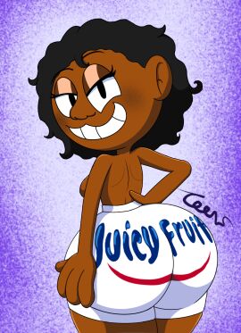 1girls ass ass_crack ass_focus big_ass big_butt black_hair booty_shorts bootytoon breasts brown_body brown_skin bubble_ass bubble_butt butt_crack butt_focus curly_hair curvaceous curvy curvy_body curvy_female curvy_figure dark-skinned_female dark_skin enormous_ass enormous_butt fat_ass female freckles from_behind gigantic_ass gigantic_butt hips huge_ass huge_butt looking_at_viewer original original_character shirtless shirtless_female shortstack thick_thighs tori_tunies wide_hips