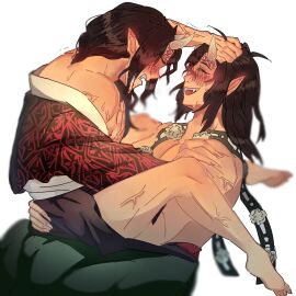 2boys anal anal_sex ass cum cum_in_ass cum_inside demon demon_boy demon_horns demon_humanoid demon_slayer dominant dominant_male domination green_eyes green_sclera hantengu horny horny_male japanese japanese_clothes japanese_clothing japanese_male karaku kimetsu_no_yaiba long-haired_male long_bangs long_hair male male_focus male_only male_penetrating muscles muscular muscular_male pointy_ears resisting resisting_orgasm resisting_pleasure sekido sharp_teeth submissive submissive_male tan-skinned_male tan_skin upper_moon yaoi you02274108_(artist)