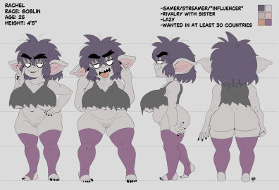 barefoot bbw big_breasts breasts chubby chubby_female feet female goblin goblin_female grey_skin monster monster_girl nerdbayne plump pubes pussy rachel_(nerdbayne) shortstack