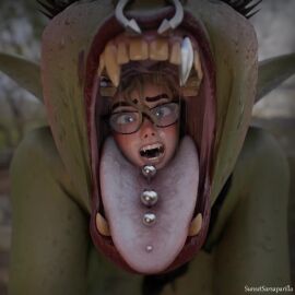2girls 3d animated female female_orc female_pred female_prey green_skin mawshot mouth_shot oral_vore orc orc_female sound sunsetsarsaparilla tagme unwilling_prey video vore