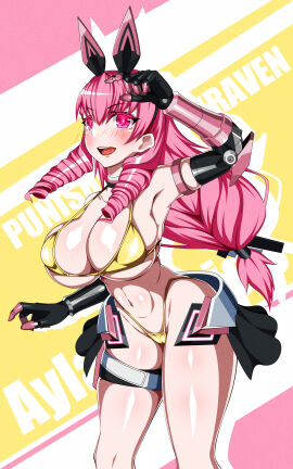 1girls ass ayla_(punishing:_gray_raven) bare_arms bare_legs bikini breasts female large_breasts long_hair pink_eyes pink_hair punishing:_gray_raven robot_girl thick_ass thick_thighs