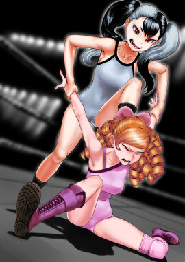 2girls catfight female female_only multiple_females multiple_girls original original_characters pain rggr ryona struggling submission_hold wrestler wrestling wrestling_boots wrestling_femdom wrestling_ring wrestling_singlet wrestlingryona