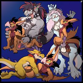 1:1 2025 3_toes 4_fingers 5_fingers absurd_res anal anal_sex animal_genitalia anthro balls bat big_dom_small_sub black_hair blue_body blue_scales blush bodily_fluids body_hair bracelet chest_hair claws collar delta_(alcitron) digital_media_(artwork) doggy_style dominant dragon duo ear_piercing ear_ring electronics erection eugene_(alcitron) european_mythology feet fingers foreskin from_behind_position genital_fluids genitals grey_body grey_scales hair headphones hi_res holding_penis horn humanoid_genitalia humanoid_penis hybrid imminent_sex jewelry jump_riff_(alcitron) knot kobold male male/male male_penetrated male_penetrating male_penetrating_male mammal mostly_nude motion_lines muscular muscular_anthro muscular_male mythological_creature mythological_scalie mythology necklace nude open_mouth penetration penile penis piercing pink_hair precum pubes ring_piercing scales scalie scarf scarf_only sex signature size_difference smile spiked_bracelet spiked_collar spikes sweat sweatdrop tail toes weath_verncel western_dragon winged_arms wings wyvern yellow_body yellowluster