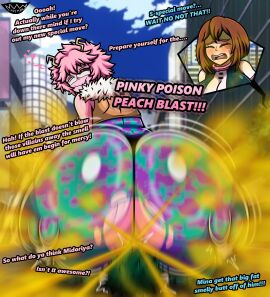 1boy 2girls ass_focus caveman147 comic cuckquean dialogue facesitting fart fart_fetish fart_torture farting farting_in_face fat_ass gigantic_ass huge_ass izuku_midoriya jealous_female mina_ashido my_hero_academia ochako_uraraka sweaty_ass teasing torn_clothes