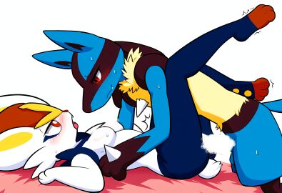 1boy ai_generated censored cinderace female furry lucario male male/female pokemon pokemon_(species) sex