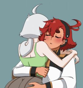 1futa 1girls animated ass blush bouncing_ass cropped dark-skinned_female dark_skin em's_moon female futanari gundam gundam_suisei_no_majo implied_futa implied_sex intersex miorine_rembran multiple_females multiple_girls red_hair sex suletta_mercury yuri