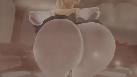 3d against_fourth_wall against_glass animated ass ass_focus ass_on_glass ass_press blonde_hair female from_behind genshin_impact huge_ass jean_gunnhildr kishi leaning leaning_forward long_hair pants ponytail solo tagme thick_thighs tight_pants video