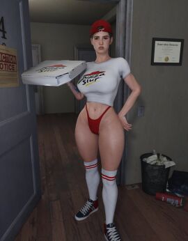 1girls 3d clothing delivery_employee ellie_(the_last_of_us) ellie_williams fast_food female female_only footwear full_color headwear human kookrak naughty_dog no_penetration pale_skin panties pizza_girl pizza_slut socks solo solo_female sony_interactive_entertainment tagme the_last_of_us the_last_of_us_2 thong uniform