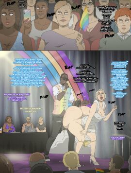 bambi_(contingency) caption contingency crowd dark-skinned_male dark_skin english_text femboy gay_pride huge_ass in_public male original original_character pride_flag shocked tagme yaoi