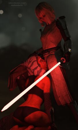 2girls 3d ahsoka_tano black_bra black_panties blonde_hair bra cunnilingus defeat_sex defeated defeated_heroine female female_only femdom lightsaber melee_weapon multiple_females multiple_girls onehander3d oral orange_skin panties pussy pussy_licking red_light red_lightsaber shin_hati sith star_wars star_wars:_ahsoka sword underwear weapon yuri