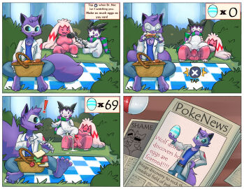 1boy 1cuntboy 1futa 2024 69_(number) absurd_res anthro balls basket big_breasts big_ears biped black_nose black_sclera blue_clothing blue_shirt blue_topwear blush blush_lines bodily_fluids breasts canid canine canis caught clothing coat comic completely_nude container cum cum_in_pussy cum_inside cum_string cuntboy cuntboy/futa cuntboy_penetrated day digitigrade eating eating_food erection exclamation_point facial_markings female floppy_ears fluffy fluffy_tail food futa_on_cuntboy futa_penetrating futa_penetrating_cuntboy futa_penetrating_intersex futa_with_male futanari galo gameplay_mechanics generation_9_pokemon genital_fluids genitals glowing glowing_eyes group gui hammer head_markings hi_res holding_food holding_hammer holding_object holding_sandwich holding_tool humanoid_genitalia humanoid_penis intersex intersex/intersex intersex_penetrated intersex_penetrating intersex_penetrating_cuntboy intersex_penetrating_intersex labcoat looking_at_another looking_at_partner looking_pleasured male male/female mammal markings mask_(marking) naked_scarf newspaper nintendo nude nude_cuntboy nude_futa on_bottom on_top open_mouth outside penetration penile penile_penetration penis penis_in_pussy picnic picnic_basket pink_body pokemon pokemon_(species) pussy reverse_cowgirl_position sandwich_(food) scarf sex shirt sitting sitting_on_ground species_request stealth_sex tail teeth tinkaton tools topwear trio vaginal_fluids vaginal_penetration white_body white_markings wolf