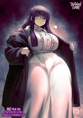 1girls big_breasts breasts clothed clothing color female female_focus female_only fern_(sousou_no_frieren) frieren_beyond_journey's_end hi_res large_breasts light-skinned_female light_skin long_hair looking_at_viewer purple_eyes purple_hair solo solo_female sousou_no_frieren tagme thegoldensmurf thick_thighs