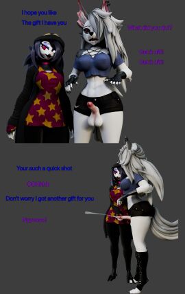 3d anthro avian bird booty_shorts canid canid_demon curvy demon female femdom furry futanari futasub hellhound helluva_boss heperson intersex loona_(helluva_boss) octavia_(helluva_boss) owl owl_demon premature_cumshot premature_ejaculation premature_ejaculation_shaming shorts submissive submissive_futa thick