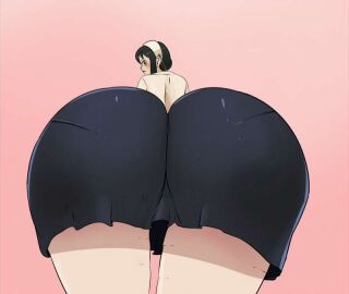 1girls ass ass_focus bubble_ass bubble_butt clothed dress dress_inside_ass female female_only human mature_female showing_ass solo spy_x_family standing yor_briar yor_forger