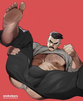 abs bara biceps big_bulge bulge clothing daddy dilf facial_hair feet foot invincible invincible_(comics) invincible_(tv_series) male male_feet male_nipples male_only masculine_male mature_male moustache muscular muscular_male nipples nolan_grayson omni-man otokobara pecs yaoi