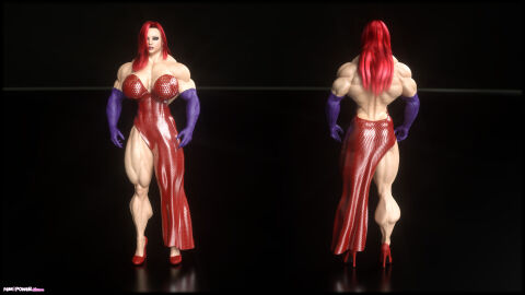 3d abs biceps breasts female hair jessica_rabbit long_hair muscles muscular muscular_arms muscular_female muscular_legs muscular_thighs pecs red_hair who_framed_roger_rabbit