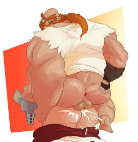 2boys anal anal_sex ass balls bara boner bottomless cum cum_in_ass cum_inside erection facial_hair gay haxsmack male male/male male_focus male_only muscles muscular muscular_male orgasm pantsless penis samurai_jack sex size_difference the_scotsman very_muscular yaoi