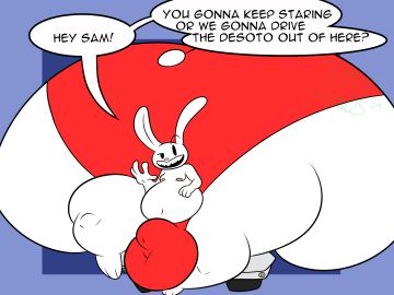 2024 anthro areola ass balls balls_outline belly big_ass big_belly big_bulge big_butt black_eyebrows black_eyes black_mouth blue_background blue_border border bulge car clothing colored detailed_bulge digital_media_(artwork) eyebrows flat_colors genital_outline hi_res huge_ass huge_belly huge_bulge huge_butt huge_thighs hyper hyper_ass hyper_bulge hyper_butt hyper_thighs lagomorph leporid male mammal max_(sam_and_max) navel obese obese_anthro obese_male open_mouth open_smile overweight overweight_anthro overweight_male pink_areola rabbit red_clothing red_underwear sam_and_max scut_tail short_tail simple_background sitting_on_vehicle smile solo tail teeth terrylewds thick_thighs tight_clothing underwear vehicle white_body white_ears white_nose white_tail