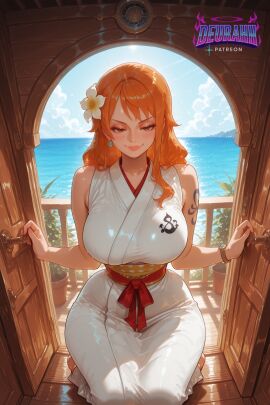 1girls ai_generated anime big_breasts blush blushing_at_viewer blushing_female breasts deurahh female horny horny_female imminent_fellatio imminent_oral imminent_penetration imminent_sex imminent_vaginal nami_(one_piece) navel one_piece orange_eyes orange_hair pinup pinup_pose pov pov_eye_contact pretty_face ship smiling stable_diffusion steam steaming_body straw_hat_pirates sweat sweatdrop sweating_female thick_ass thick_legs thick_thighs tight_clothing tight_fit voluptuous voluptuous_female