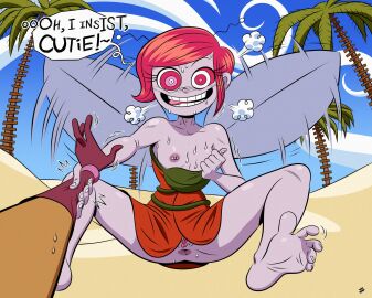 anus arzette arzette:_the_jewel_of_faramore barefoot beach breasts cd-i clothed clothing crazy_eyes deepcreases fairy fairy_(arzette) feet female flashing flashing_breasts flashing_pussy grabbing_arm nipple_piercing nipples piercing pussy red_hair small_breasts soles toes unseen_female_face