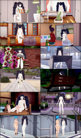 3d 3girls asahina_aoi ass barefoot bed bedroom bench black_hair blue_hair breasts brown_hair bulma_briefs cactus celestia_ludenberg censored_to_uncensored chair clothed_female_nude_female completely_nude crossover danganronpa danganronpa:_trigger_happy_havoc dragon_ball dragon_ball_super fan female female_only flower jacket kitchen lamp long_hair mug navel newspaper nipples nude nude_female nudist pen pencil ponytail pool_chair pot pussy retropunch scissors short_hair short_shorts street twintails white-skinned_female white_skin