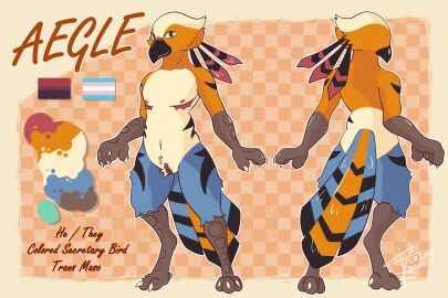 absurd_res aegle_(crimm) anthro avian beak bird crimm feathers female genitals hi_res male masc nipples nude pussy solo tail trans_(lore) trans_masc transgender vaginal_penetration vulva