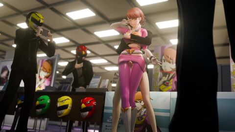3d amateurthrowaway blender bodysuit leggings peace_sign persona persona_3 persona_3_reload pink_argus public public_sex public_use reluctant sentai shad0wnsfw short_hair tagme thigh_sex thighs video yukari_takeba