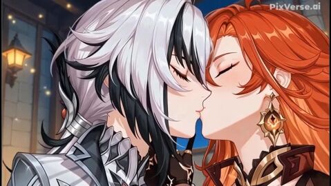 ai_generated arlecchino_(genshin_impact) flirting genshin_impact lesbian_couple lesbian_focus lesbian_kiss lovers mavuika_(genshin_impact) sapphic tagme video yuri