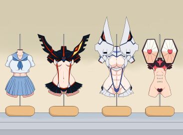4girls adult_swim all_the_way_through amputee anonymous_artist artist_request corpse death dismemberment female female_death fully_clothed gore guro jakuzure_nonon kill_la_kill kiryuuin_satsuki mankanshoku_mako matoi_ryuuko multiple_deaths multiple_females multiple_girls no_nude on_display quadruple_amputee seifuku sentient_clothing six_pack skewered spitted toonami trophy