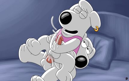 anal anal_sex anthro anus balls bed bodily_fluids brian_griffin canid canine canis closed_eyes clothing cousins_(lore) cum cumshot digital_media_(artwork) domestic_dog duo ear_piercing ear_ring ejaculation erection family_guy feet fingers fur furniture gay genital_fluids genitals hand_on_penis hi_res humanoid_genitalia humanoid_penis incest_(lore) jasper_(family_guy) looking_pleasured male male/male male_penetrated male_penetrating male_penetrating_male mammal masturbating_while_penetrated masturbation nude omatic on_bed open_mouth orgasm orgasm_face penetration penile penile_masturbation penis piercing ring_piercing sex shirt smile spread_legs spreading tank_top toes topwear white_body white_fur