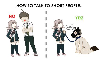blush blush_lines blushing_at_partner blushing_male cfnm clothed_female_nude_male collar danganronpa danganronpa_2:_goodbye_despair dog_mask dominant_female female femdom flaccid flaccid_penis hands_on_floor hinata_hajime holding_leash how_to_talk_to_short_people kneeling leash male malesub mary_janes meme muzzle_(object) muzzled nanami_chiaki penis petplay pubic_hair puppyplay shoes small_dom_big_sub smirk smirking_at_partner spiked_collar submissive_male tail_plug traced