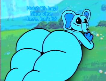 anthro anthro_on_anthro anthro_only ass balls big_ass big_butt black_sclera blue_skin bubba_bubbaphant bubble_ass bubble_butt butt collar collar_tag critters_(poppy_playtime) cyan_body cyan_fur cyan_skin elephant elephant_tail furry_only heart-shaped_pupils large_balls lightbulb male no_humans pendent poppy_playtime poppy_playtime_(chapter_3) sheath smiling_critters solo tagme trunk trunk_(anatomy) white_pupils